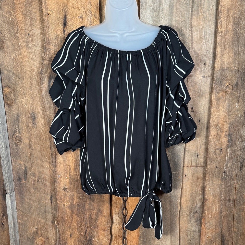 Vince Camuto Black and White Striped Blouse